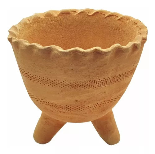Maceta Tipo Molcajete Pieza De Barro 20 Cm De Díametro