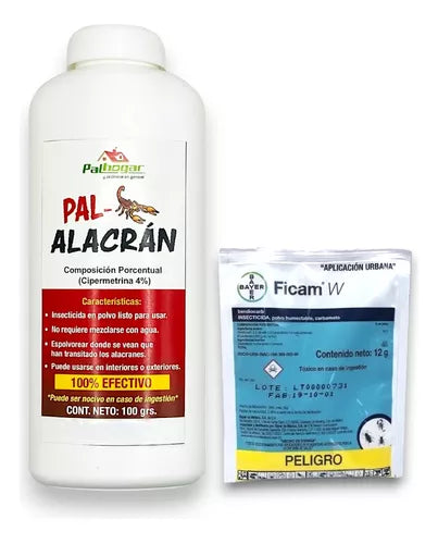 Insecticida En Polvo Pal-alacran + Ficam 12gr