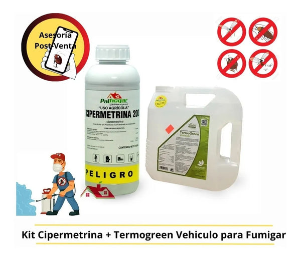 Kit Cipermetrina 950 Ml Termogreen Vehiculo 5l Para Fumigar